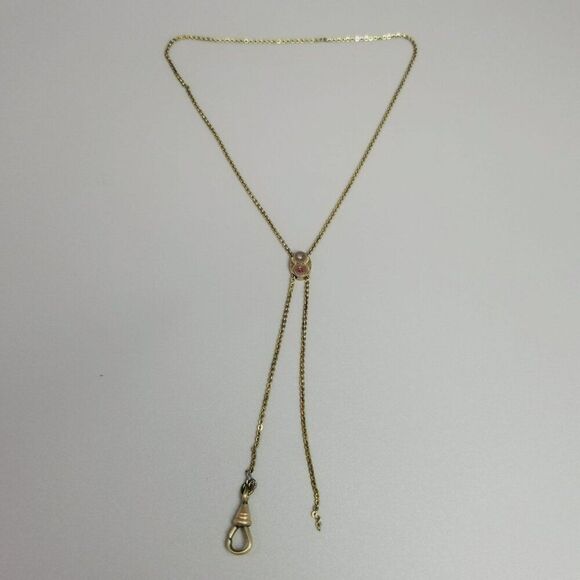 Vintage Gold Filled Watch Chain with Slide and Dog Clip, Damaged Chain - Picture 1 of 9